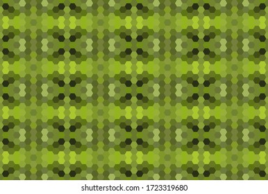 Patrón de mosaico sin fisuras verde. Fondo hexagonal abstracto para papel pintado, fondo, banner, plantilla, ilustración, tela y otras aplicaciones. Vector.