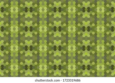 Green seamless mosaic pattern. Abstract hexagon background for wallpaper, backdrop, banner, template, illustration, fabric and other applications. Vector.