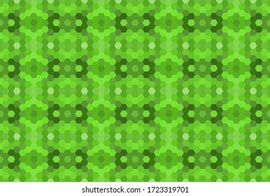 Green seamless mosaic pattern. Abstract hexagon background for wallpaper, backdrop, banner, template, illustration, fabric and other applications. Vector.