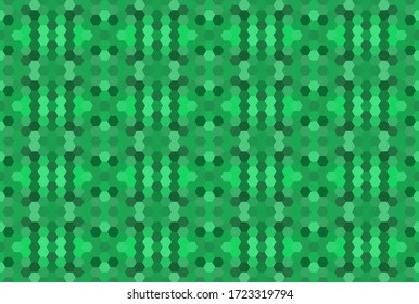 Green seamless mosaic pattern. Abstract hexagon background for wallpaper, backdrop, banner, template, illustration, fabric and other applications. Vector.
