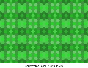 Green seamless mosaic pattern. Abstract hexagon background for wallpaper, backdrop, banner, template, illustration, fabric and other applications. Vector.