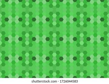Grünes nahtloses Mosaikmuster. Abstrakter sechseckiger Hintergrund für Wallpaper, Hintergrund, Banner, Vorlage, Illustration, Stoff und andere Anwendungen. Vektor.