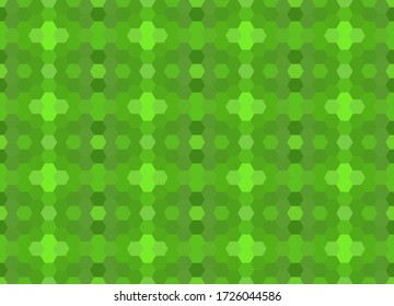 Grünes nahtloses Mosaikmuster. Abstrakter sechseckiger Hintergrund für Wallpaper, Hintergrund, Banner, Vorlage, Illustration, Stoff und andere Anwendungen. Vektor.