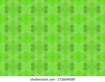 Green seamless mosaic pattern. Abstract hexagon background for wallpaper, backdrop, banner, template, illustration, fabric and other applications. Vector.