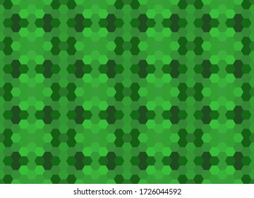 Patrón de mosaico sin costuras verde. Resumen de fondo hexágono para papel de pared, fondo, banner, plantilla, ilustración, tela y otras aplicaciones. Vector.