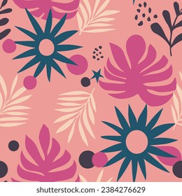 Green Seamless Nature Beach Shape Vector. Vibrant Repetitive Abstract Flora Watercolor, Seamless Wallpaper. Orange Repeated Decoration Decorative Artwork Art. 