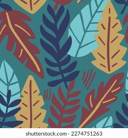 Green Seamless Nature Branch Illustration Backdrop. Bright Continuous Elegant Spring Ornament, Seamless Print. Orange Repetitive Creative Tropic Invitation Texture. 
