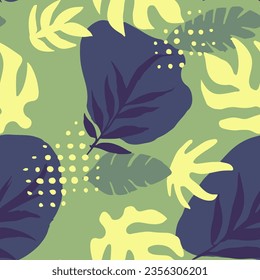 Green Seamless Nature Natural Surface Design. White Endless Doodle Decorative Shape, Seamless Background. Vibrant Repetitive Fashion Graphic Fabrics Art. 