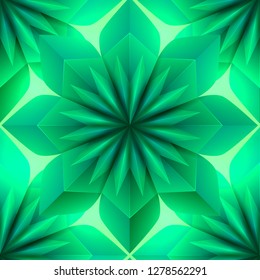 Green seamless paper origami leaves texture. Vector pattern for wrapping paper, fabrics, backgrounds and your creativity.