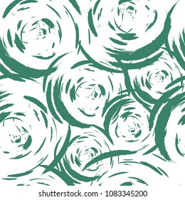 Green seamless pattern. Abstract flowers.