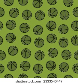 Green seamless pattern with beach ball
