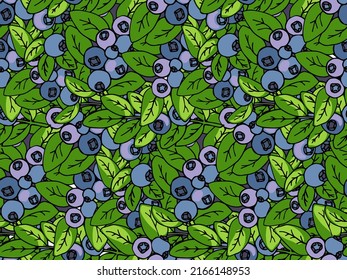 Patrón verde sin soldadura de hojas y bayas de arándano para textiles y papel pintado