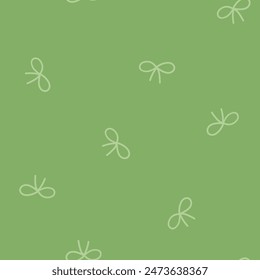 Green seamless pattern with green bows