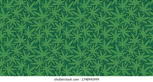 Patrón verde sin soldadura con hojas de cannabis Ilustración vectorial