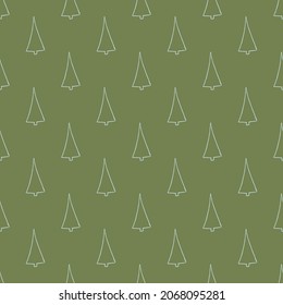 Green seamless pattern with christmas trees