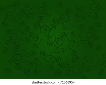 Green seamless pattern with clovers