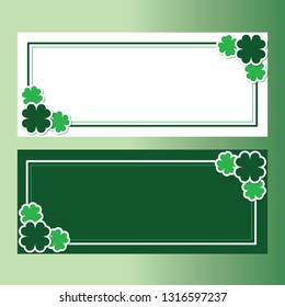 Green seamless pattern with clovers, shamrock leaves for St. Patrick's Day. Holiday symbol with frame, border for text, for greeting cards, banner or invitation