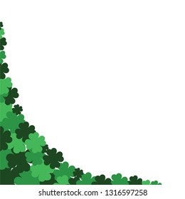 Green seamless pattern with clovers, shamrock leaves for St. Patrick's Day. Holiday symbol with frame, border for text, for greeting cards, banner or invitation