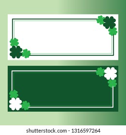 Green seamless pattern with clovers, shamrock leaves for St. Patrick's Day. Holiday symbol with frame, border for text, for greeting cards, banner or invitation