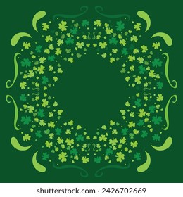 green seamless pattern with clovers St. Patrick's day symbol of luck- vector illustration
