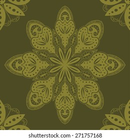 Green seamless pattern. Design for dutch tile, background, textile