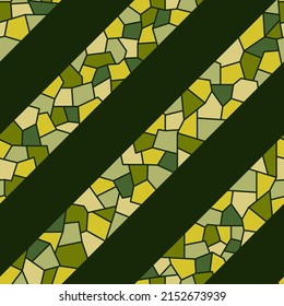 grünes, nahtloses Muster mit diagonalen Streifen mit Mosaikfragmenten verschiedener Farben. elegantes Hintergrundmuster zur Abdeckung der Oberfläche jeder Form
