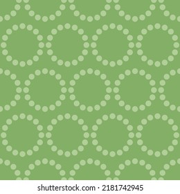 Green seamless pattern with green dots circle.