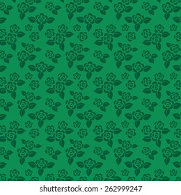 Green seamless pattern with flowers. Nature theme. Floral background. Vector illustration.