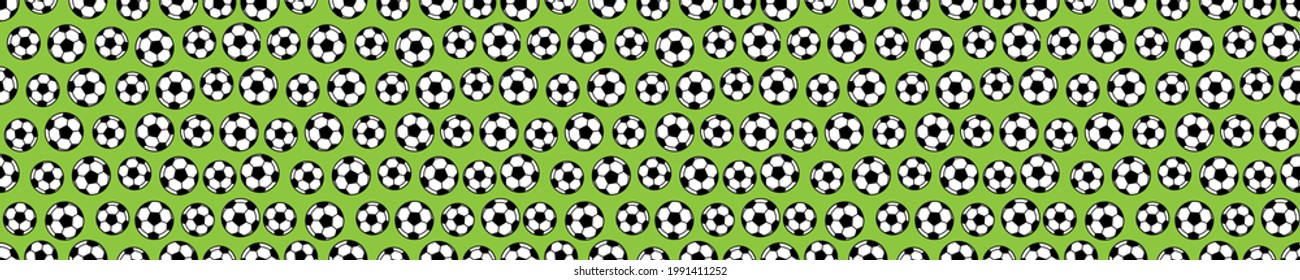 Green seamless pattern with footballs