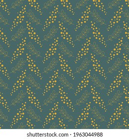 Green seamless pattern with leaves and branches