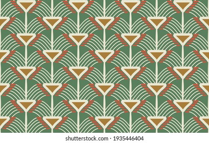 Green Seamless Pattern Lines Geometry Shapes Stock Vector (Royalty Free ...