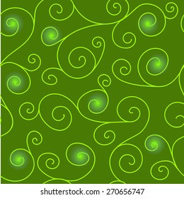 green seamless pattern with luminescent bubbles