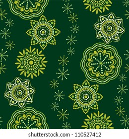 Green seamless pattern oriental ornament