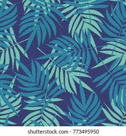 Patrón verde sin manchas con hojas de palma. Fondo de la jungla de verano vectorial. Textura tropical