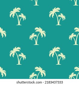 Green seamless pattern with palm trees. Vector illustration