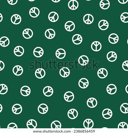 Green seamless pattern with peace symbols