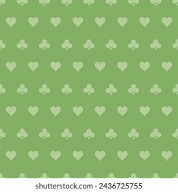 Green seamless pattern with playing card symbols