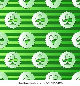 Green seamless pattern Playing card symbols.