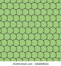 Green seamless pattern with round tiles ,  fairy mermaid tail or scales of the dragon or fish scales  , vector illustration