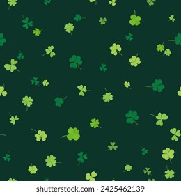 Green seamless pattern with shamrocks St. Patricks day symbol of luck vector illustration. wallpape