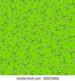 Green seamless pattern with simple abstract leaves 