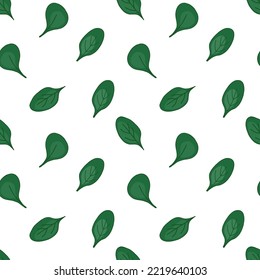 Green seamless pattern with spinach. Vector illustration