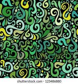 Green seamless pattern. Vector illustration.