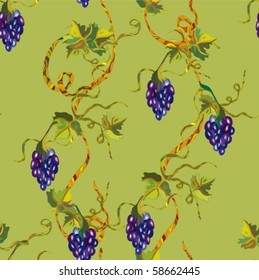 Green seamless pattern with vines