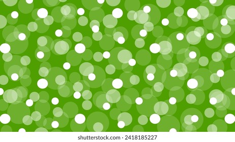 Green seamless pattern with white circles