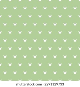 Green seamless pattern with white crown