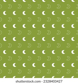 Green seamless pattern with white moon