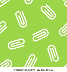 Green seamless pattern with white paperclip