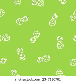 Green seamless pattern with white pineapples