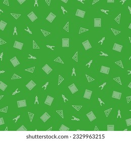 Green seamless pattern with white school supplies